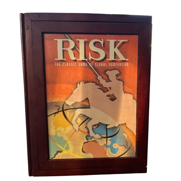 Parker Brothers Risk Game Collection Wooden Bookshelf Box 100% Complete - Picture 1 of 6